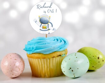 Decorazioni per cupcake di compleanno a tema spaziale: primo viaggio intorno al Sole (file digitale)