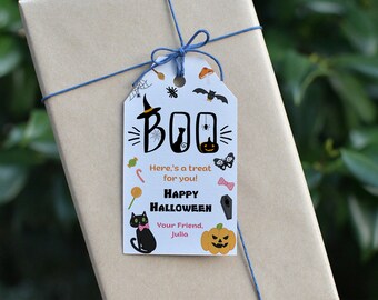 Boo Ghost Halloween Gift Tag - Girly Printable Label (Canva Template)