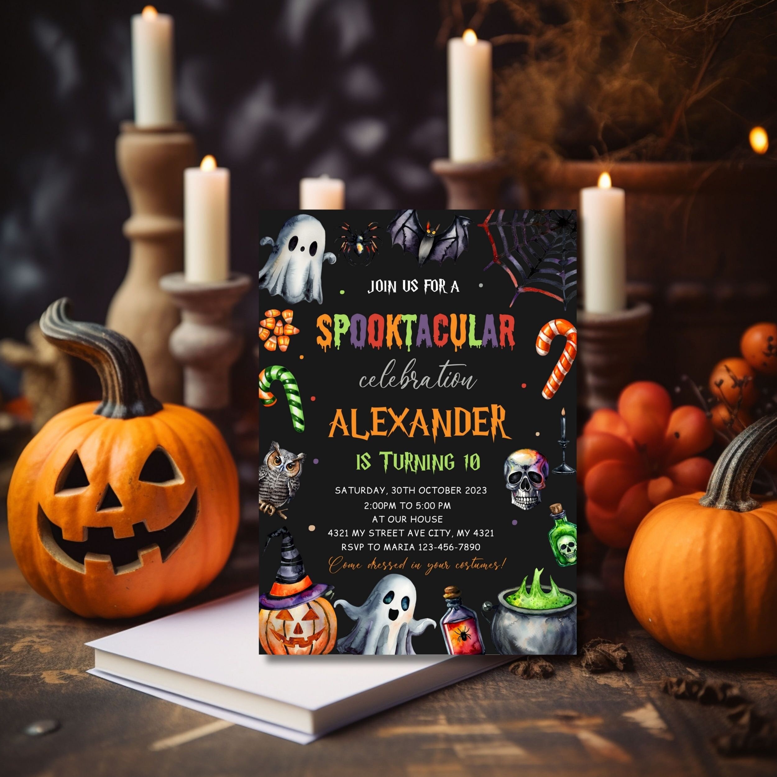 Editable &amp; Printable Halloween Birthday Invitation - Etsy