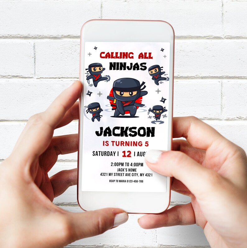 Warrior Birthday Digital Invitation Ninja Party Printable - Etsy