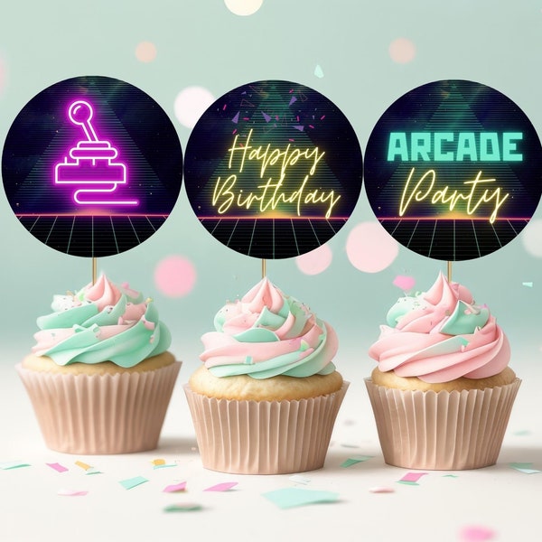 Laser Tag Cupcake Topper | 18 Stück Bunte Deko Für Geburtstagsparty | Aus Festem Karton Mit Plastikstiel | Einfach Zu Montieren