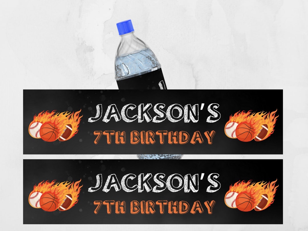 EDITABLE Sport Birthday Water Bottle Label Template, Sport Birthday ...