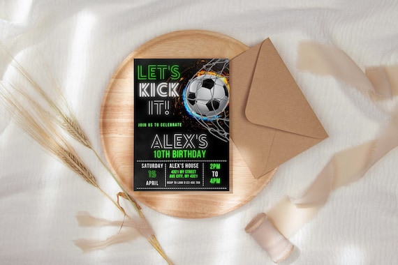 Editable Soccer Birthday Invitation Template: Canva Football Party (Digital Download)