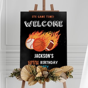 EDITABLE Sport Birthday Welcome Sign Template, Sport Birthday Welcome Sign Party, Sport Theme Welcome Sign, All Star Sport