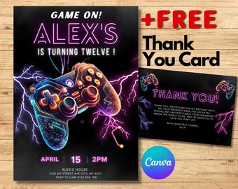 Gamer Birthday Invitation: Editable Video Game Party Evite (Digital Download)