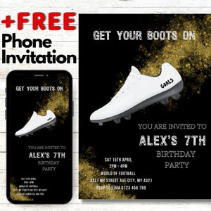 Personalized Soccer Invitation Template | Editable Football Birthday Card | Instant Access Canva Design