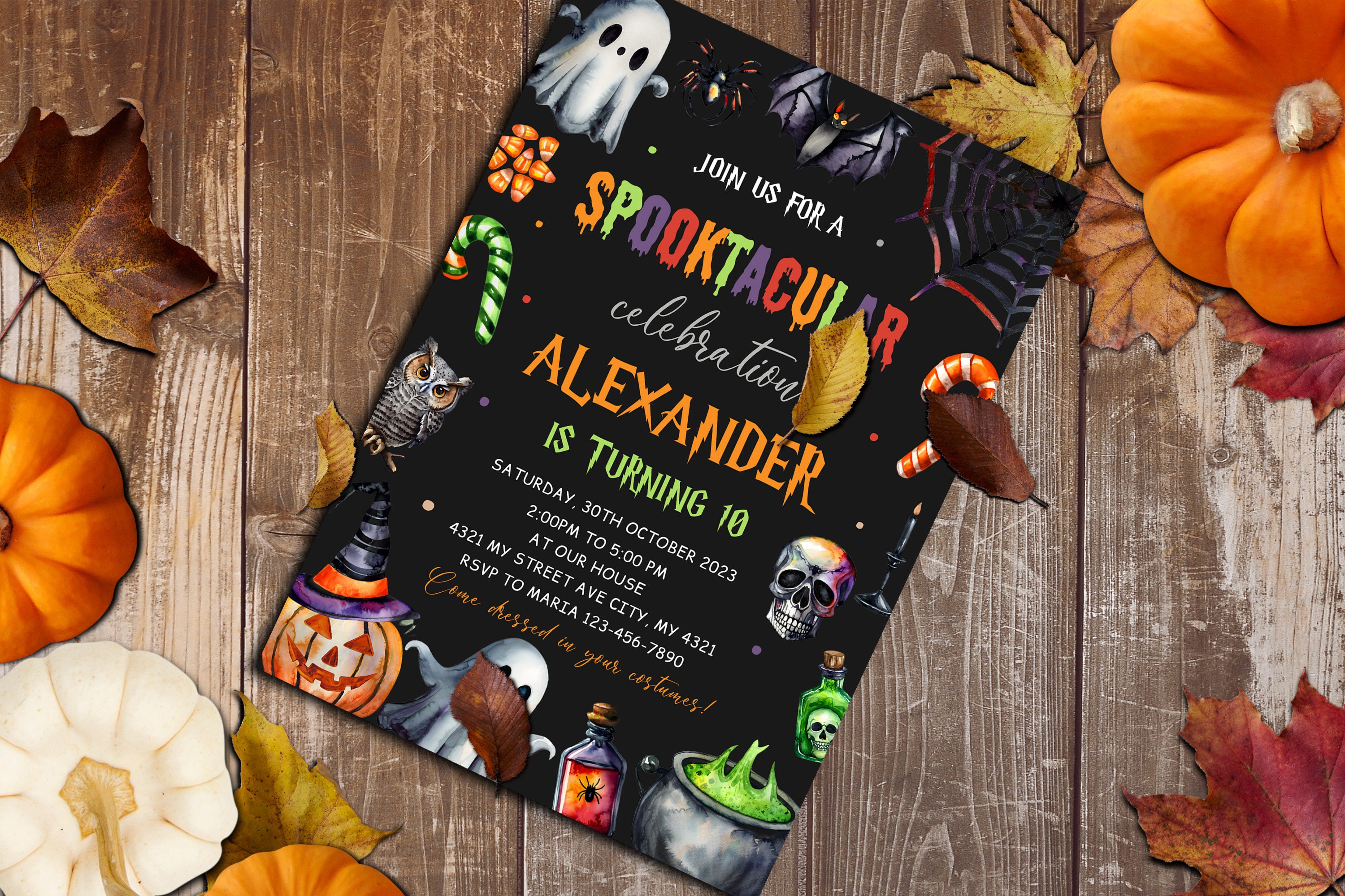 Editable &amp; Printable Halloween Birthday Invitation - Etsy