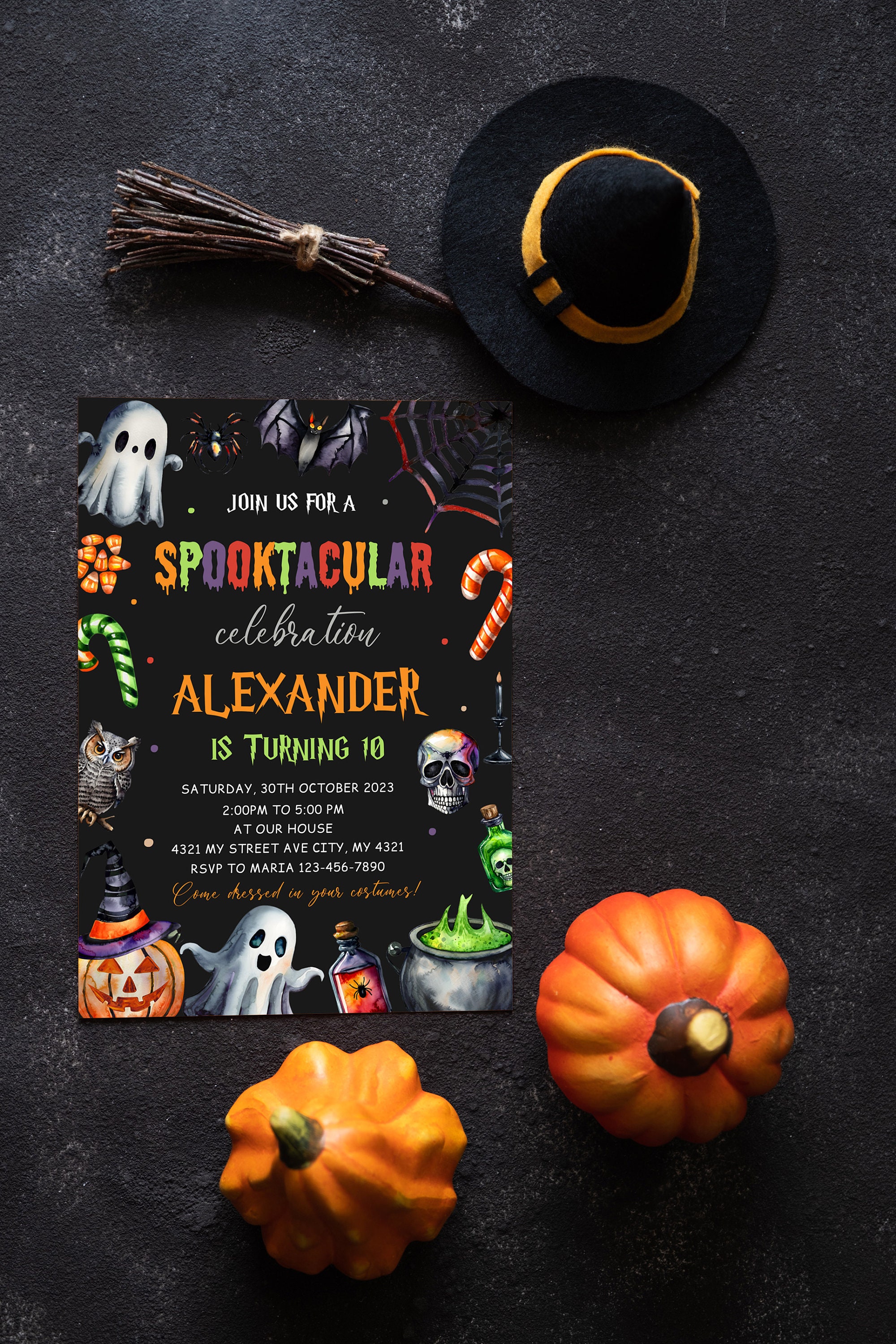 Editable &amp; Printable Halloween Birthday Invitation - Etsy