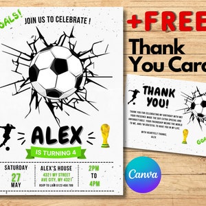 Kick Off Your Soccer/Football Birthday Celebration with our Editable Invitations