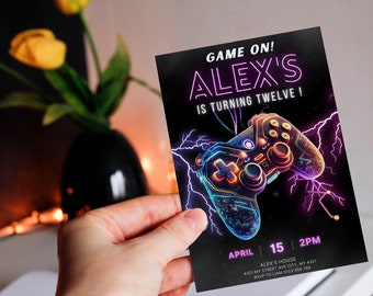 Editable Video Game Birthday Invitation: Printable Gamer Party Evite (Canva Template)