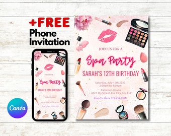 Spa Party Invitation Template: Editable Birthday Celebration (Digital Download)