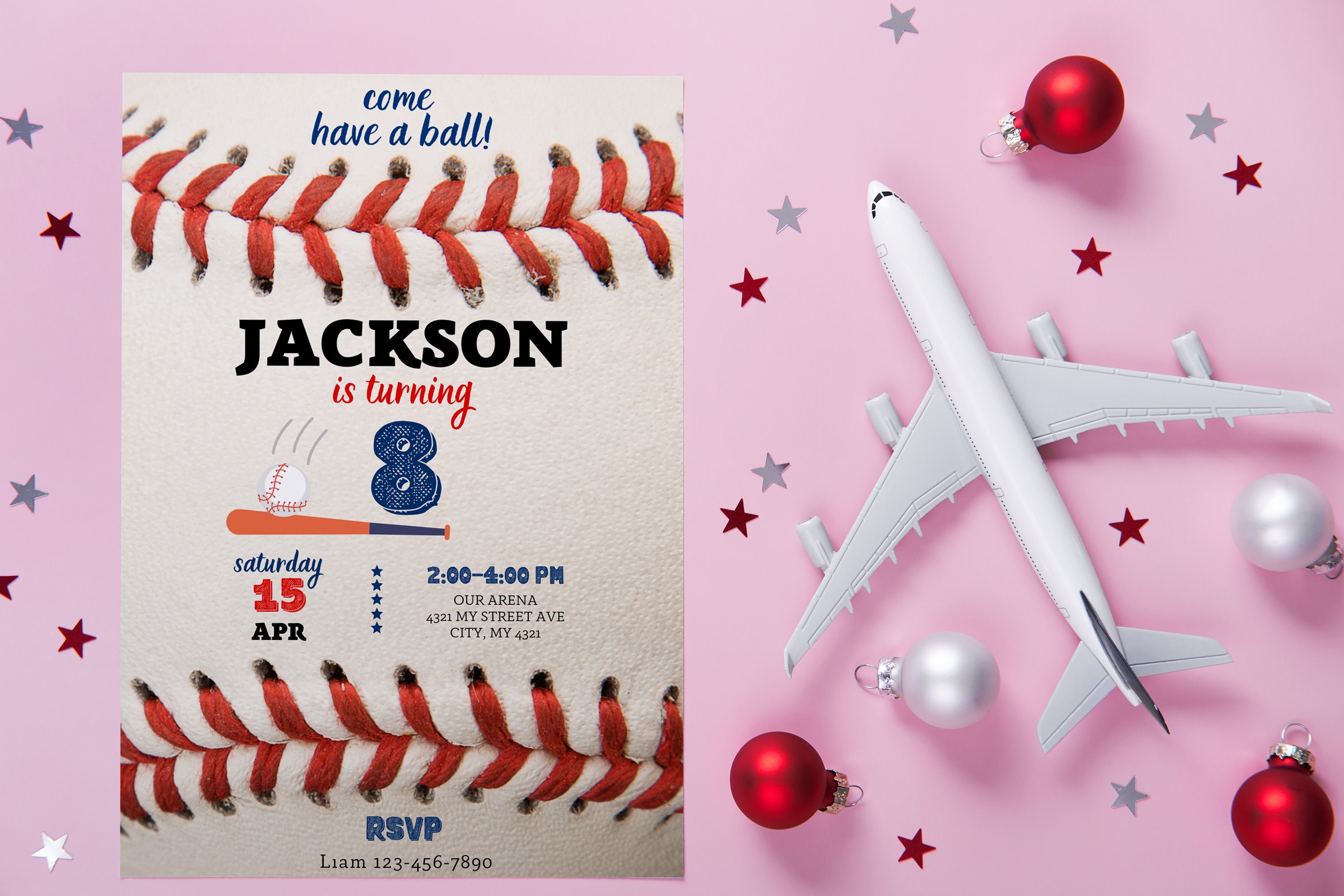 Editable Baseball Birthday Invitation Card Template, Instant Download ...