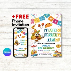 Taco Bout Cinco de Mayo Fiesta - Mexican Graduation Party Invitation - EDITABLE Digital Template