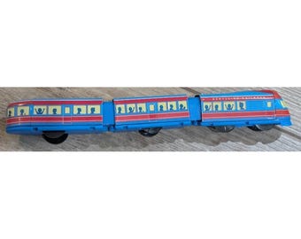 Vintage Schylling Express Streamliner Wind-Up Tin Toy Train 3-Car Passenger Set