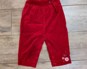 Vtg Carter Baby 24mth Red Velvet Overalls Embroidered