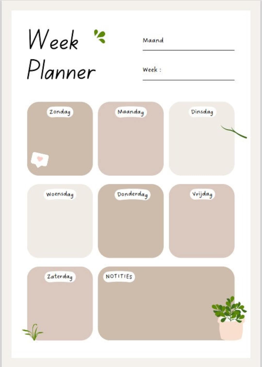 Planer Week Pdf Weekplanner || PDF Download - Etsy