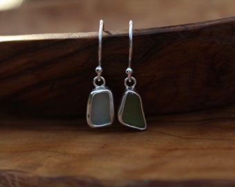 Sea glass earrings. Handmade with sterling silver, Sea glass hoops, sea glass hook wires, Salted granola girl aesthetic