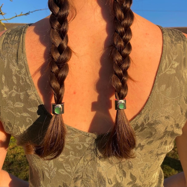 Coppia di gioielli per capelli in vetro di mare, gioielli per capelli, polsino per capelli, accessori per capelli, taglia piccola