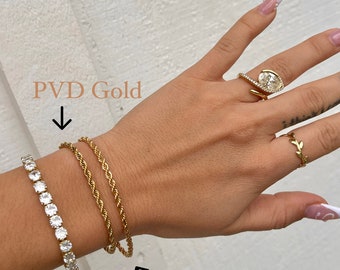 Bracciale a catena PVD Rope, bracciale in corda d'oro PVD, gioielli non ossidanti, gioielli impermeabili, gioielli d'oro, regalo per la festa della mamma