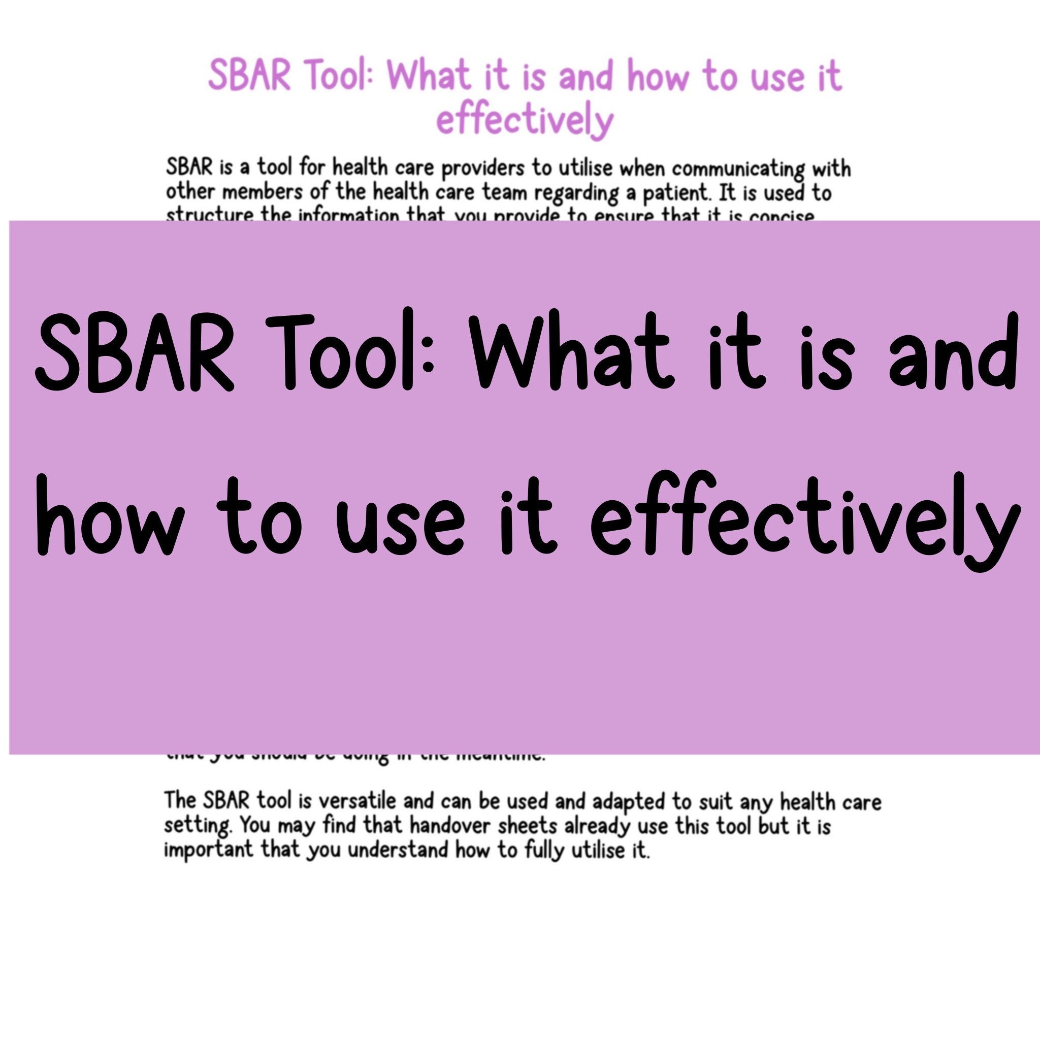 SBAR Tool: What It is and How to Use It Effectively. Nursing Notes - Etsy