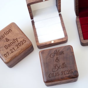 Personalized Engagement Ring Box, Engraving Wooden Ring Box, Ring Box for Wedding Ceremony, Anniversary Gift, Gift for Her, Wedding Proposal