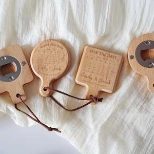 Wooden Save The Date Calendar Magnet with Bottle Opener, Custom Wedding Favor Bottle Opener, Wedding Announcement Gift, Gift for Guest