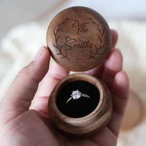 Wooden Ring Box with Custom Name, Engraved Engagement Ring Box, Proposal Ring Box, Ring Box for Wedding Ceremony, Anniversary Gift