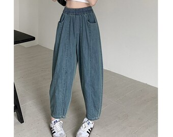 Harem Jeans Women High Waist, Harem Jeans Women Pockets, Jeans Women Elastic Waist, Jeans Women Trendy, Harem Jeans Elastic Waist