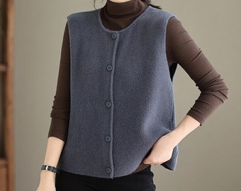 Sweater Vest Cardigan Women, Sleeveless Open Front Cardigan Vest, Vest Cardigan Jacket, Knit Sweater Vest