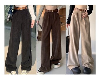 Vintage High Waist Corduroy Pants Women Spring Fall Straight - Etsy