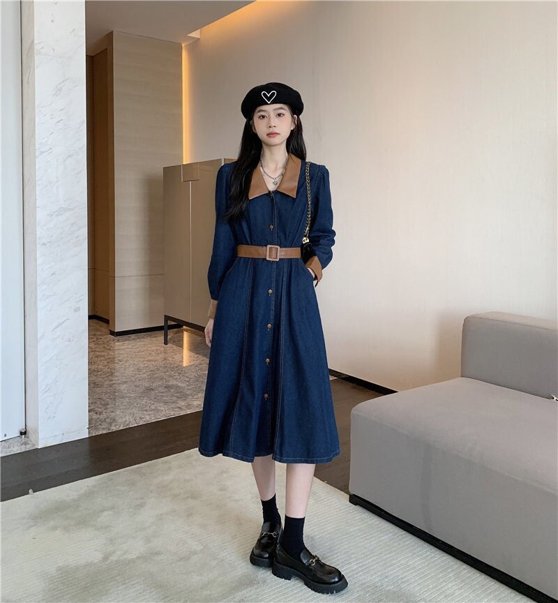 Oversized Belt Denim Utility Dress - Ready-to-Wear 1ABDVV