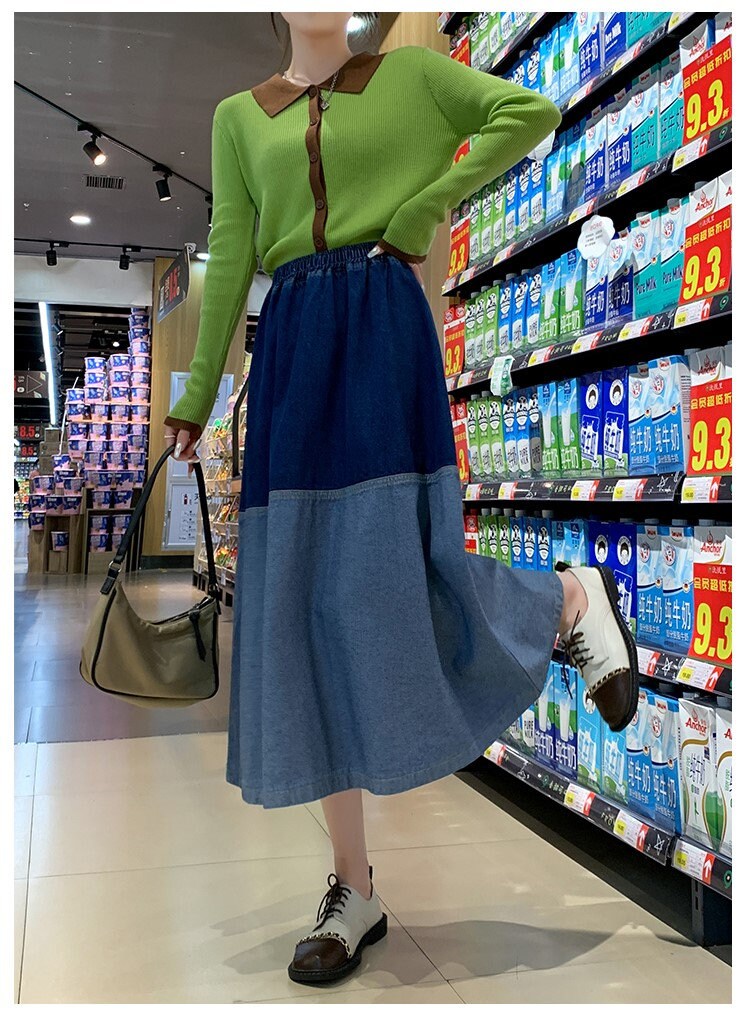 Sparkle Denim Tiered Collage Skirt