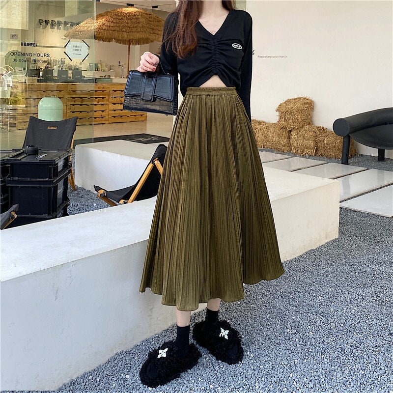 Entertainment Value Brown Velvet Pleated Skirt