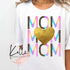Mom with Gold Heart | PNG Digital Design| Digital Download | Instant Download | Digital Design | Sublimation