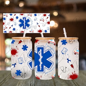 EMT Themed Cup Wrap | PNG Digital Design Libbey Wrap | Digital Download | Instant Download | Digital Design | Sublimation | 16oz