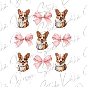 Kokette Corgis und Bögen | PNG Digitales Design| Digitaler Download | Sofortdownload | Digitales Design | Sublimation