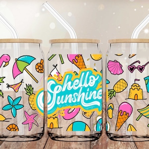 Hello Sunshine | PNG Digital Design Libbey Wrap | Digital Download | Instant Download | Digital Design | Sublimation | 16oz