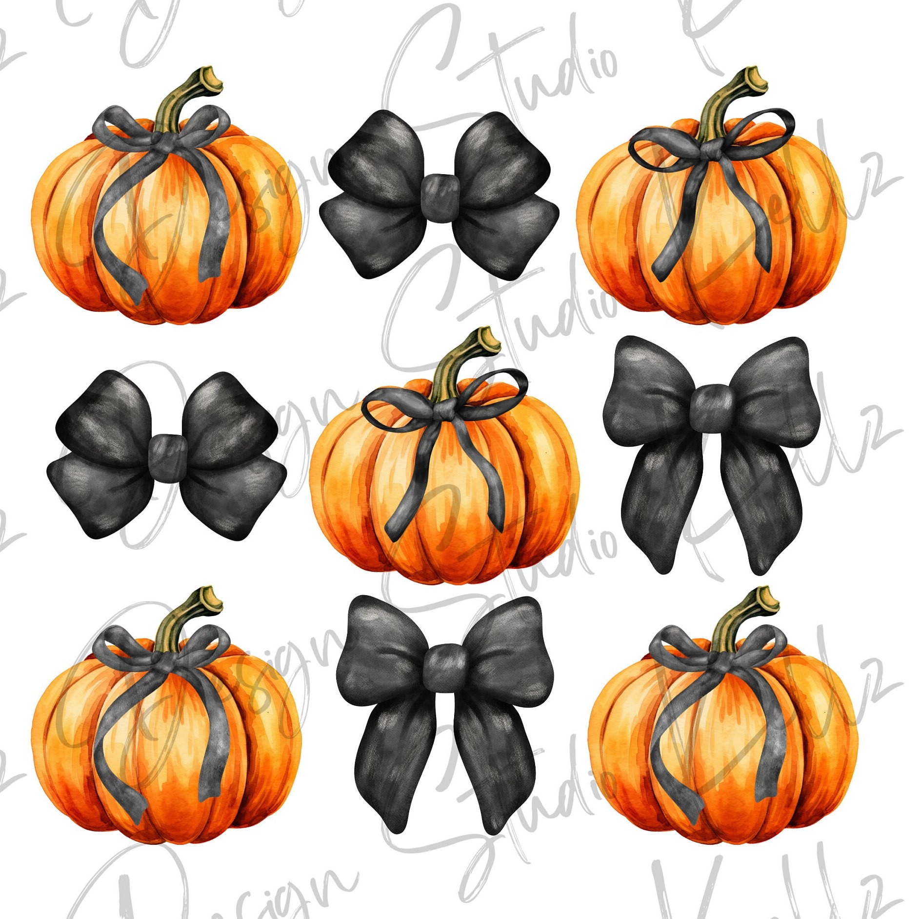 Coquette Pumpkin and Black Bow | PNG Digital Design| Digital Download ...