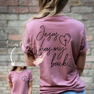 Jesus Has My Back met bijpassende zak | Digitaal png-ontwerp| Digitale download | Direct downloaden | Digitaal ontwerp | Sublimatie