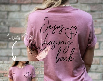 Jesus Has My Back with Matching Pocket | PNG Digital Design | Instant Download
