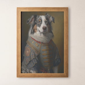 Australian Shepherd Portrait | Digital DOWNLOAD | Aussie Wall Art | Pet Wall Art | Vintage Dog  | Digital Art