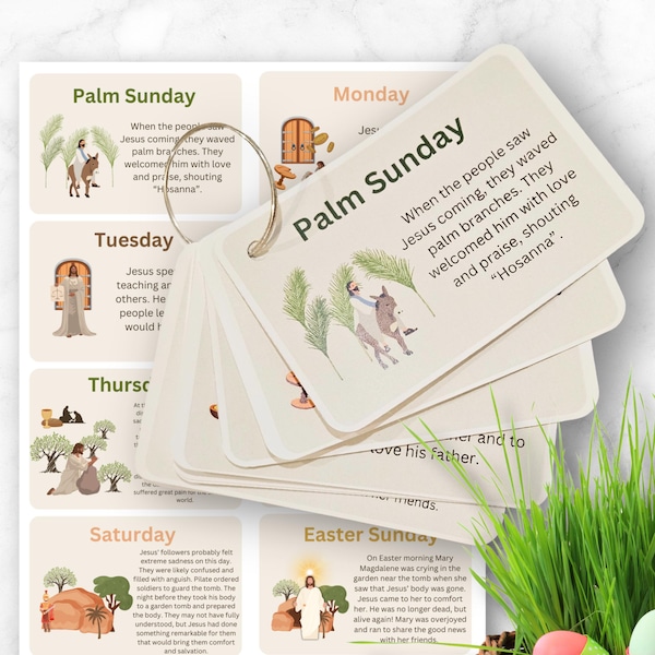 Easter Story Card Bookmark Holy Week Christian Orthodox Printable DIGITAL DOWNLOAD Scripture Gift Tag Jesus Christ Handout Bible He Is Risen