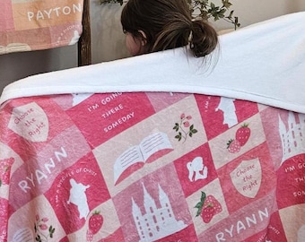 Holy Ghost Blanket for Baptism Gift Girl Cute Strawberry Blanket Soft Fleece Kids Blanket LDS Gift Custom Name Daughter Blanket Personalized