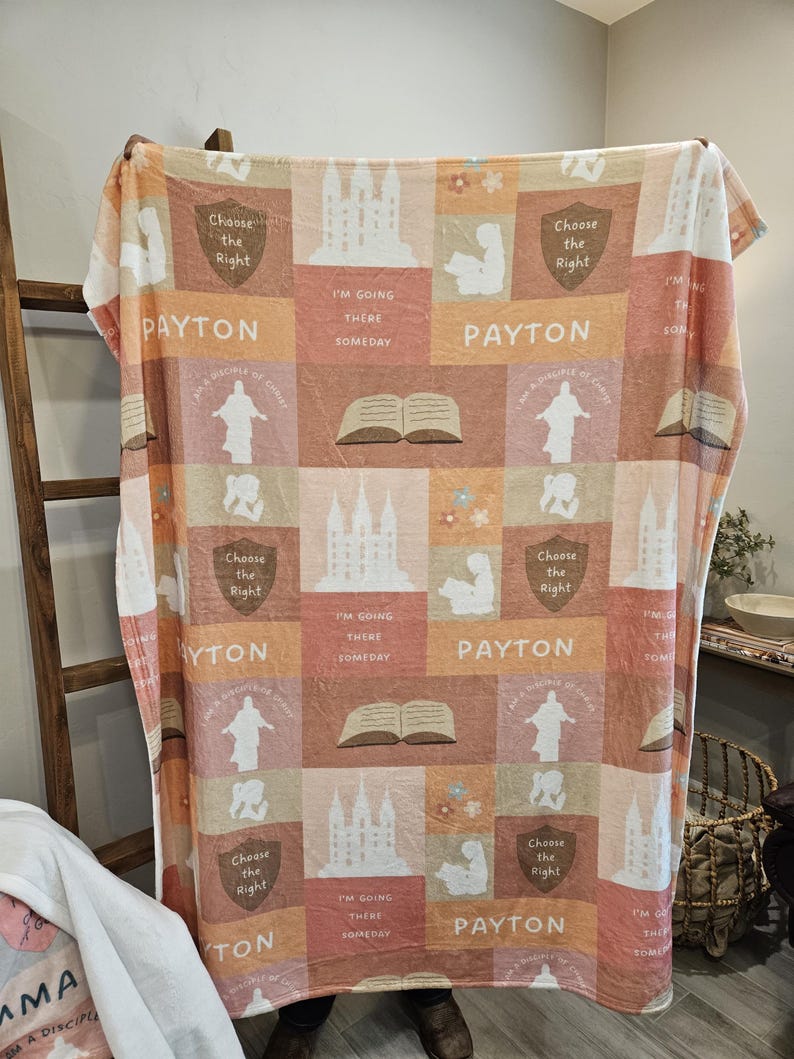 Holy Ghost Blanket for Kids LDS Baptism Gift for Girl Custom Religious Gift for Child 8 Yr Old Christian Gift Salt Lake Temple Young Women image 2