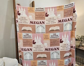 Baptism Covenant Blanket Holy Ghost Gift Girl Soft Fleece Kids Throw LDS Personalized Birthday Confirmation Gift for Teenager or Adult