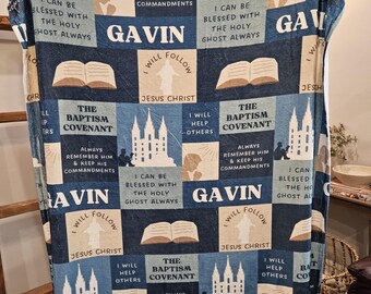 Boy Baptism Covenant Blanket Holy Ghost Talk Gift Boy Soft Fleece Kids Throw LDS Personalized Birthday Confirmation Gift for Teen or Adult