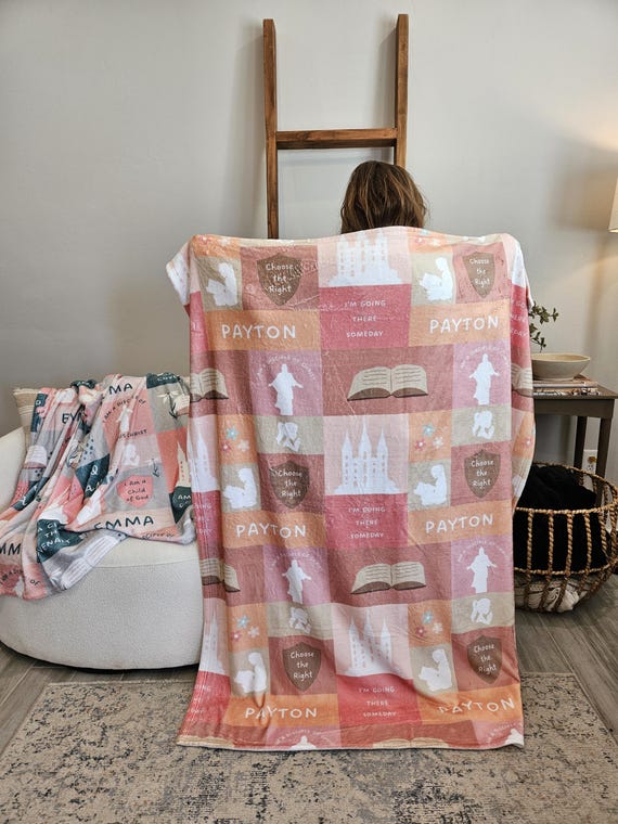 Holy Ghost Blanket for Kids LDS Baptism Gift for Girl Custom Religious Gift for Child 8 Yr Old Christian Gift Salt Lake Temple Young Women