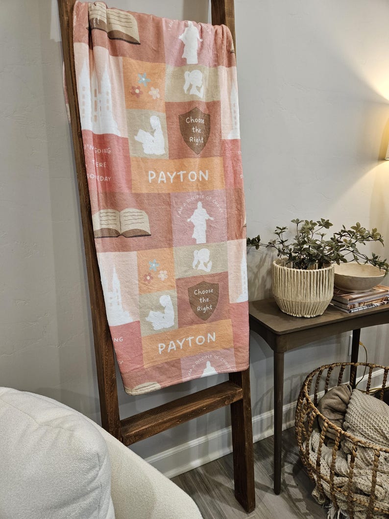 Holy Ghost Blanket for Kids LDS Baptism Gift for Girl Custom Religious Gift for Child 8 Yr Old Christian Gift Salt Lake Temple Young Women image 4