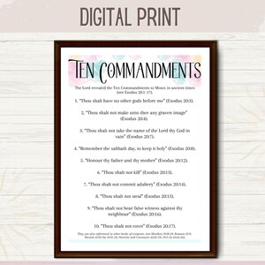 LDS Wall Decor, Printable of the Ten Commandments | Digital File ...