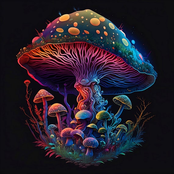 Psychedelic Fungi Digital Print Art